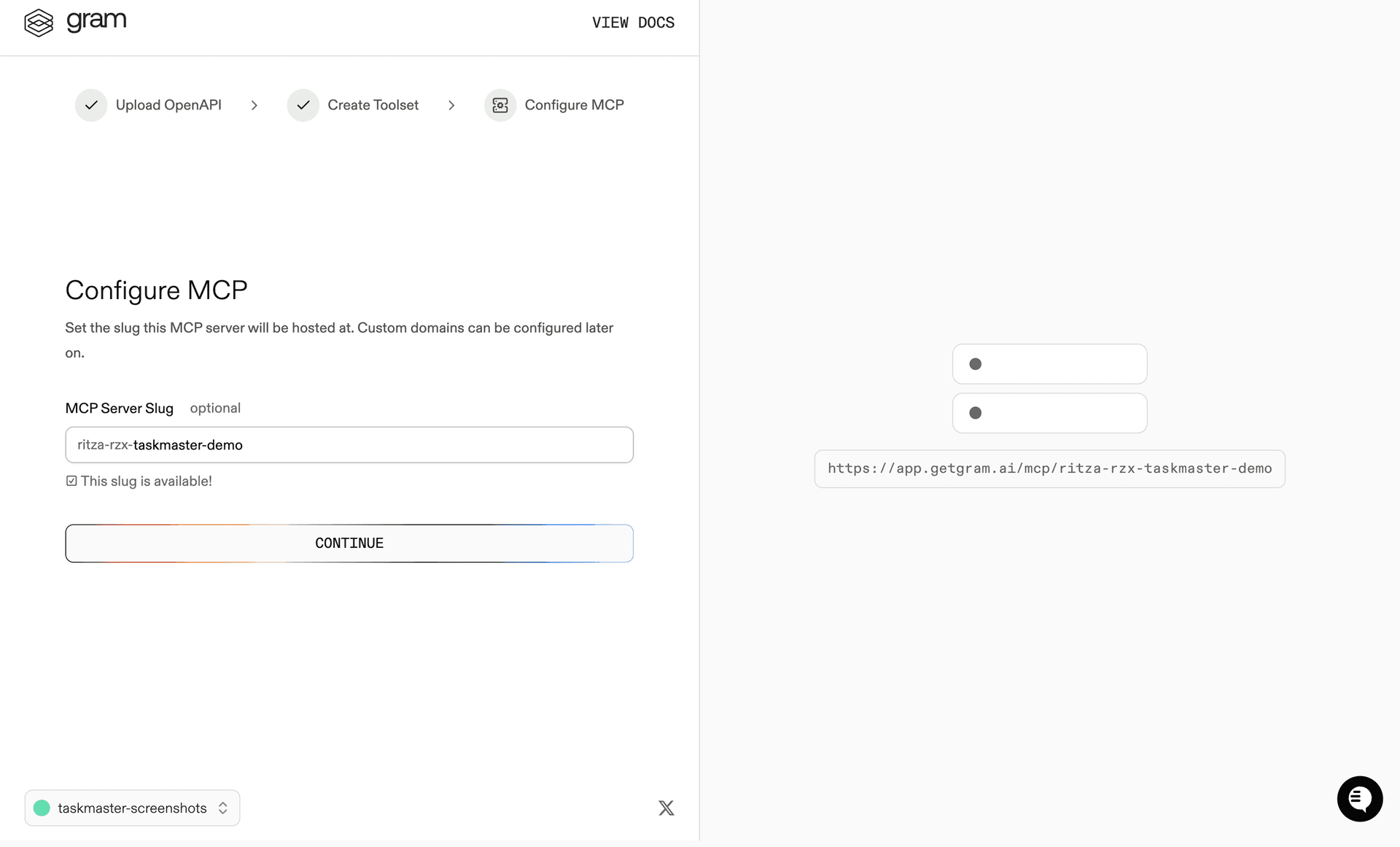 Screenshot of the configure MCP dialog