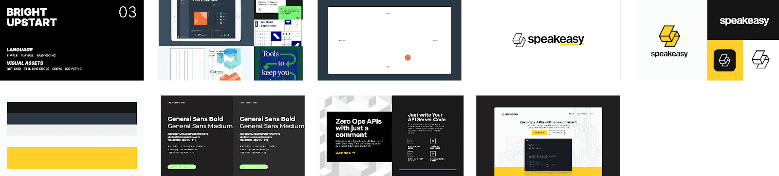 Third variations of different web pages with different colors and designs for Speakeasy.